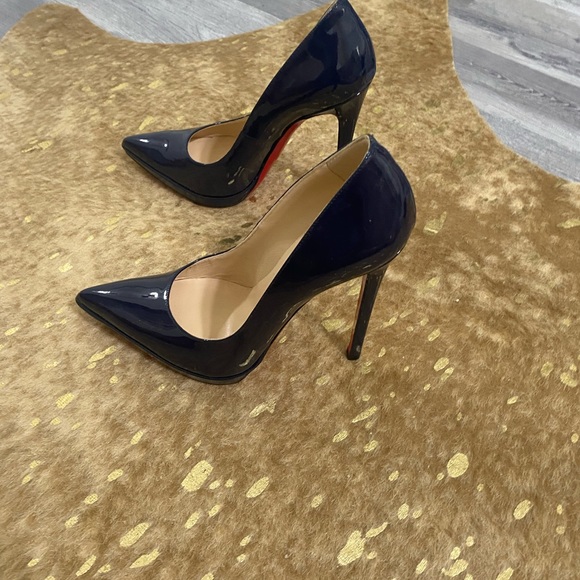 Christian Louboutin Navy Patent Leather Pointed-Toe Stiletto
